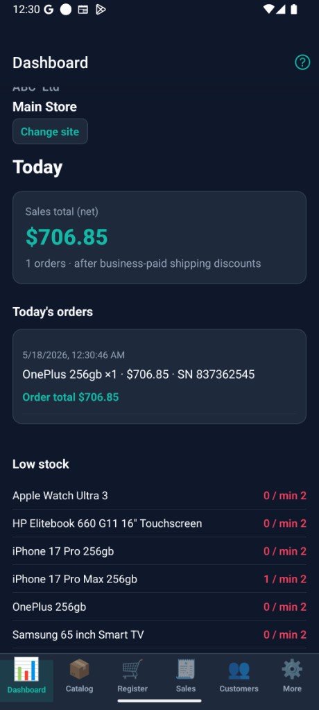 EW Inventory mobile bottom tab navigation