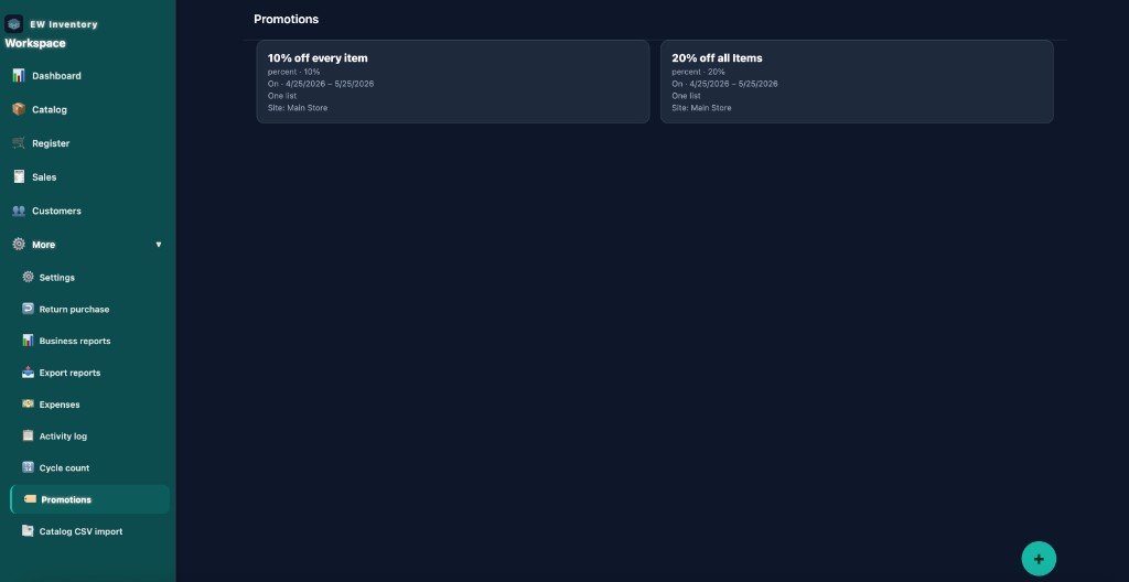 EW Inventory promotions list